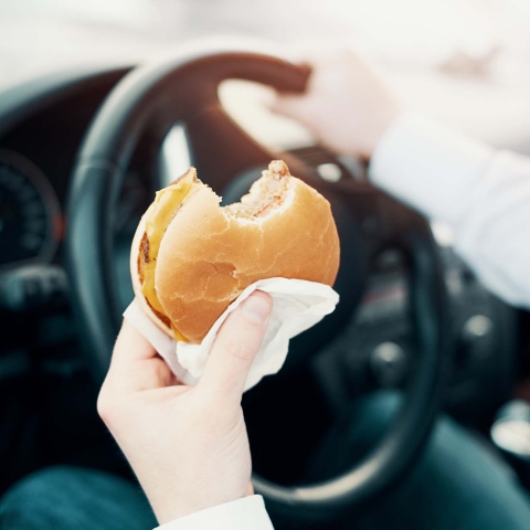 Eating in a car