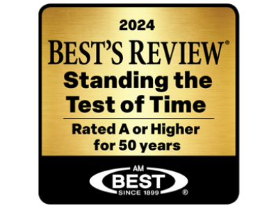 Best's Review Standing the Test of Time Rated A or Higher for 50 Years ©A.M.Best – used with permission.