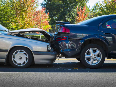 Two vehicles in a crash
